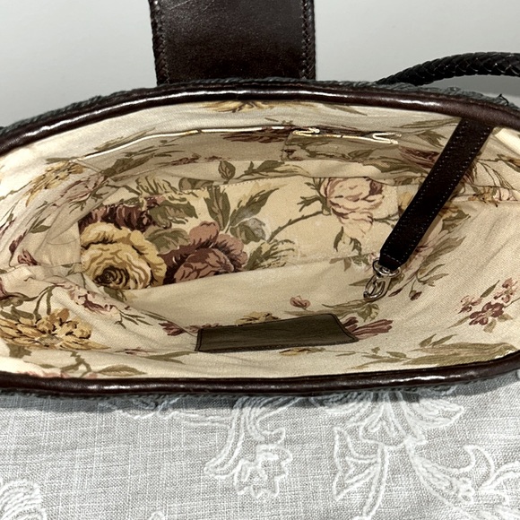 Brighton EUC Raffia Green Woven/Brown Leather Shoulder Bag - Picture 13 of 16